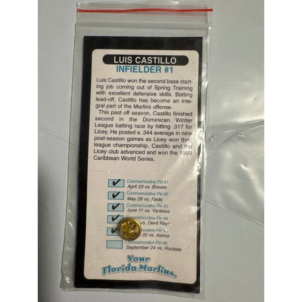 Luis Castillo Florida Marlins Baseball Pin Chevron Commemorative Infield Collect